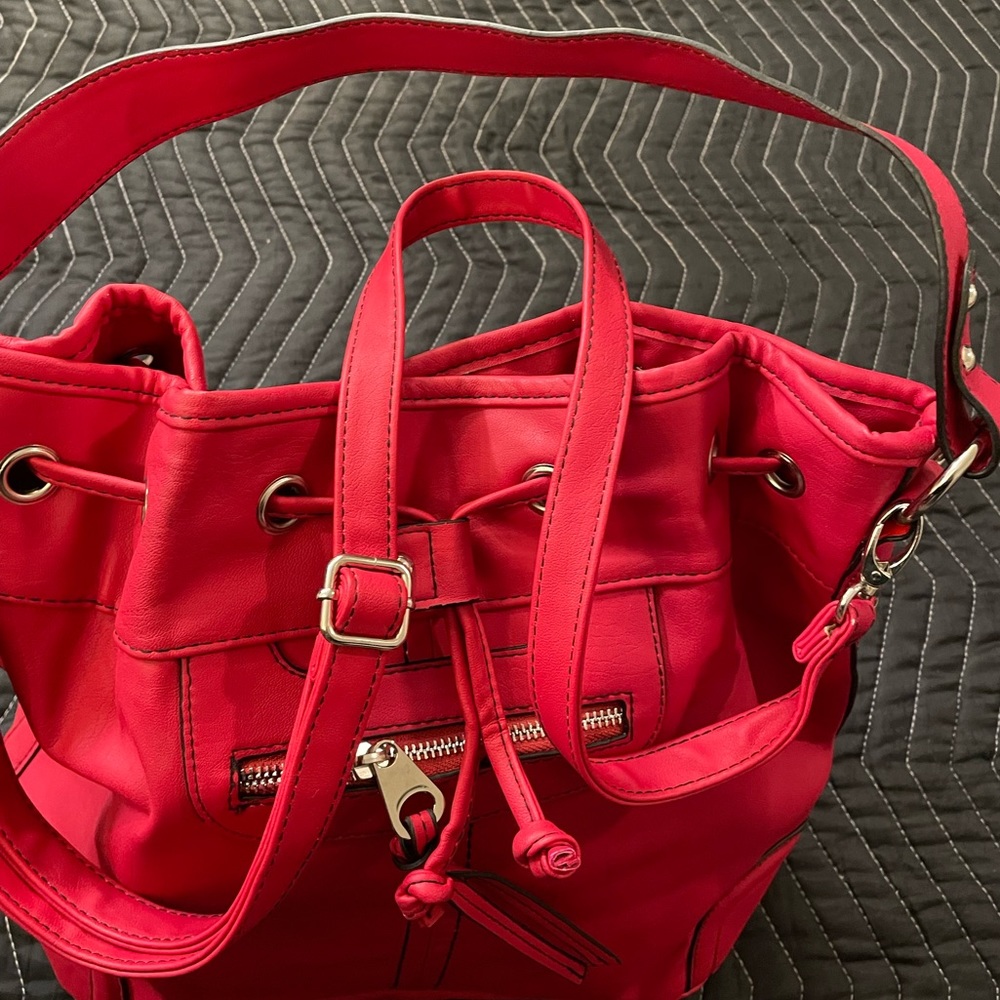 Stylish Tomato Red, Quick Pull Drawstring, Bucket… - image 4